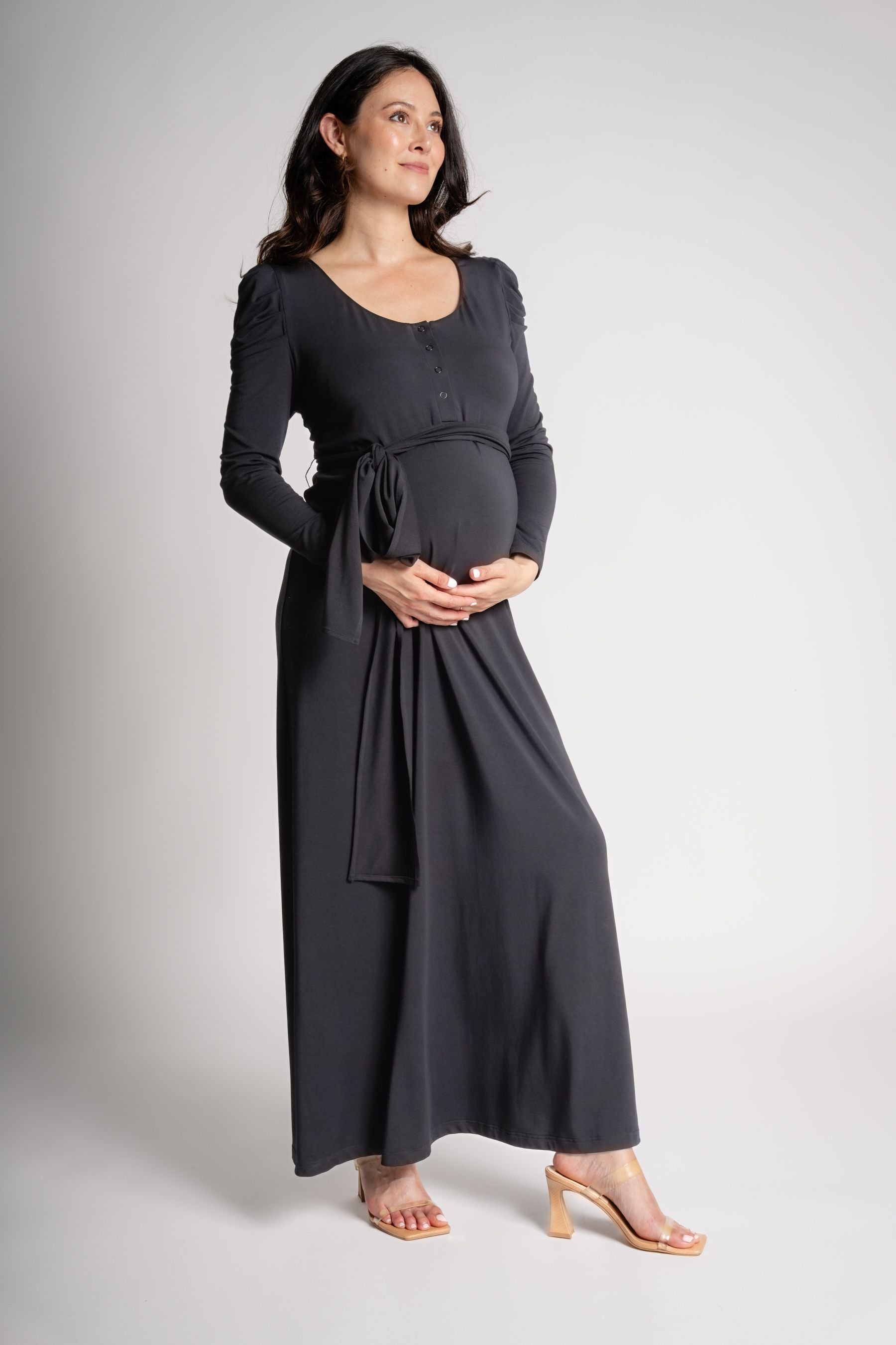 puffed sleeve maternity dress 